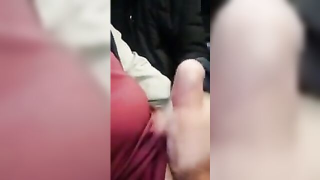 British chav slut housewife gives a handjob on a bus