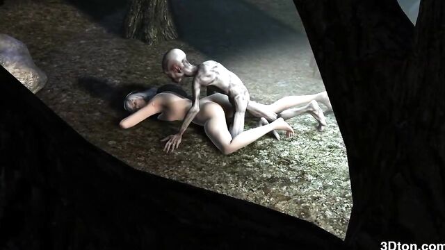 Gollum fucks blonde girl inside a cave