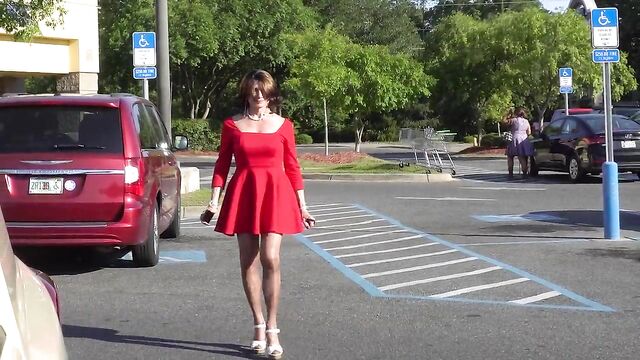 Red Skater Dress Pt. 1 - Outside