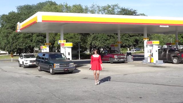 Red Skater Dress Pt. 1 - Outside