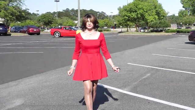 Red Skater Dress Pt. 1 - Outside