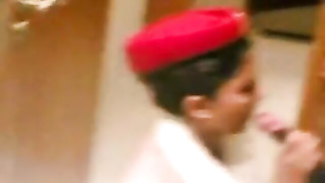 Emirates flight attendant giving hot blowjob to pilot