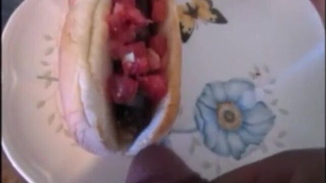 Sucking Dick & Shooting Cum On Hotdog Then Eatting It All