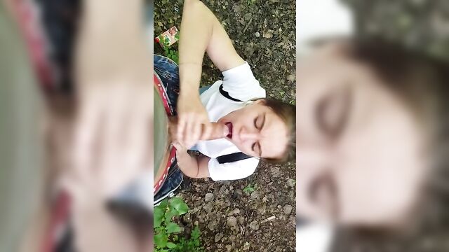 Seduced a young girl and shoved my dick in her mouth in the park