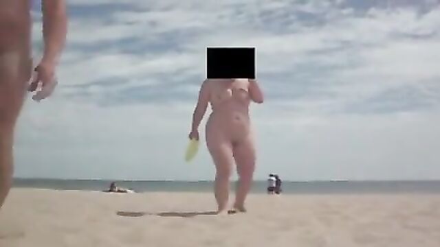 Mr & Mrs Voyeurist00 on Studland Naturist Beach, Frizbeeing