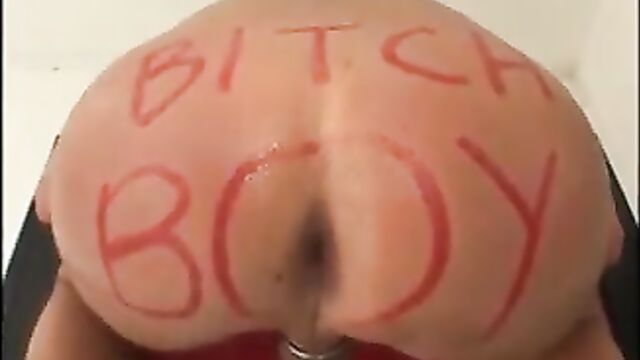 Sadistic Mistress fucking bitch boy with giant strapon