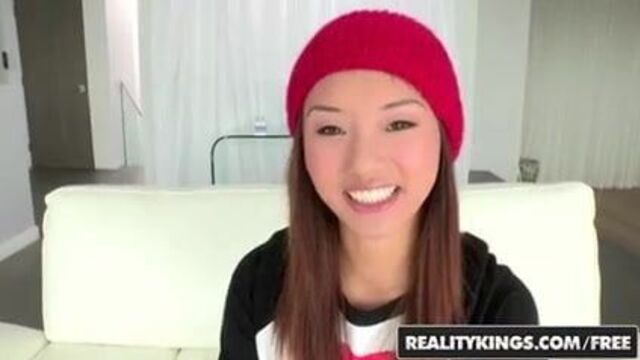 Petite asian Alina Li gets dicked down by big white dick