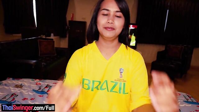 World Cup jersey Thai teen amateur homemade blowjob and cowgirl fucking