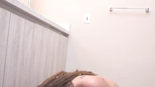 voluptuous babe gives blowjob and fucks hard in bathroom, 4k