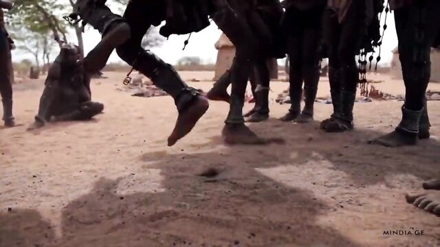 African Himba women dance and swing their saggy tits around