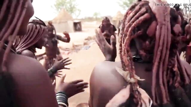 African Himba women dance and swing their saggy tits around