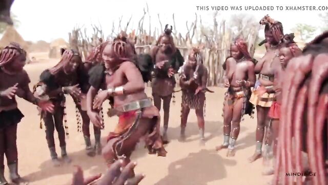 African Himba women dance and swing their saggy tits around