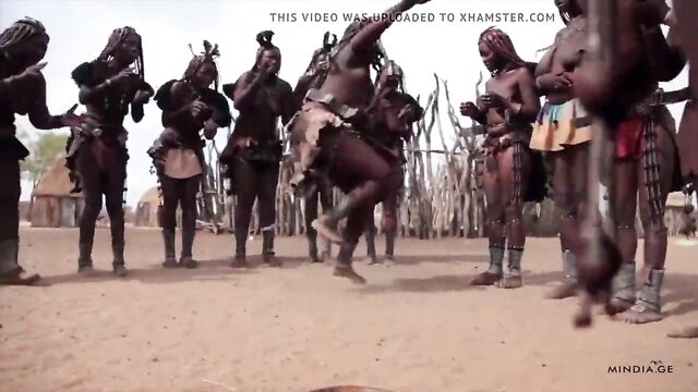 African Himba women dance and swing their saggy tits around