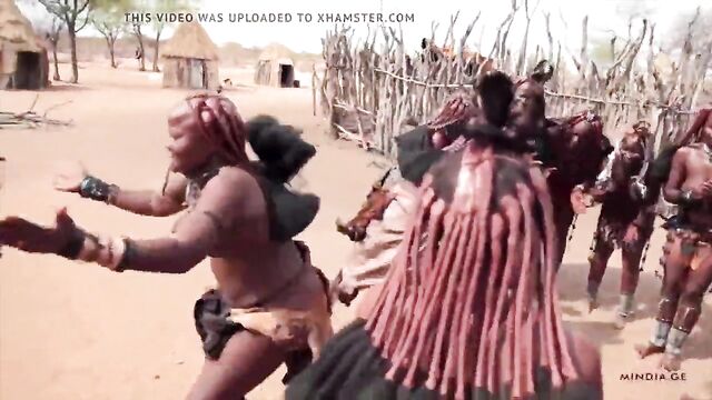 African Himba women dance and swing their saggy tits around