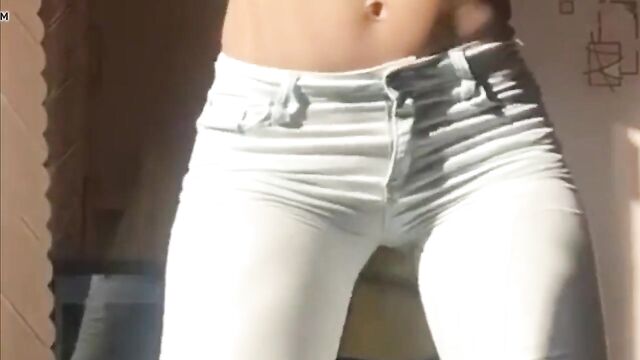 Camel Toe white jeans