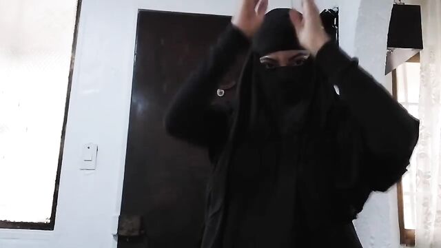 MILF Muslim Arab Step Mom Amateur Rides Anal Dildo And Squirts In Black Niqab Hijab On Webcam DILDO RIDE SQUIRT