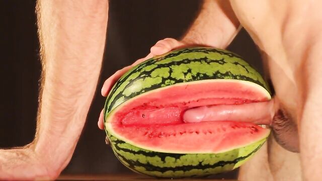 water melon cum - fucking a melon and cumming