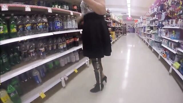 mature wife limps with leg braces and heels.