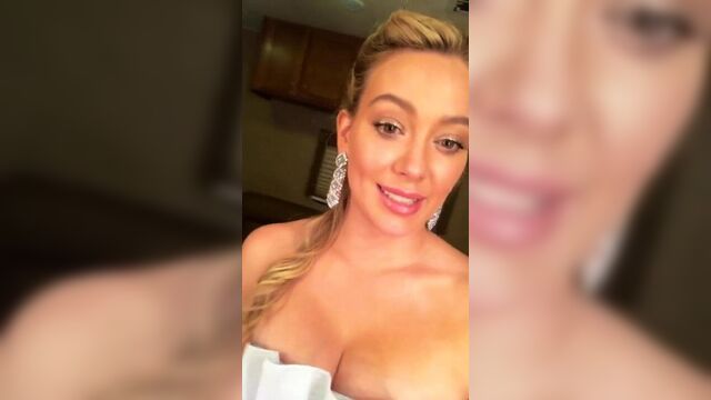 HIlary Duff cleavage in a fancy dress, selfie