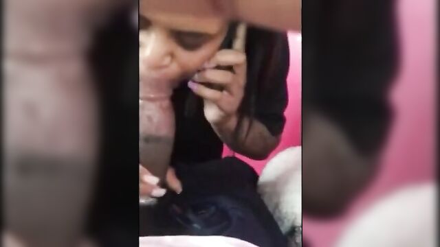 Sucking a fat one on the phone