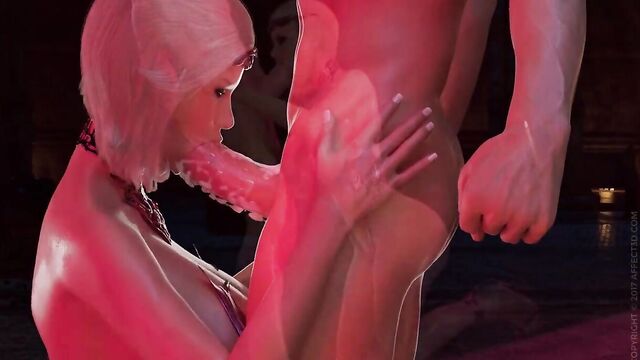 3D Blonde Suck Dick - Animation BlowJob and Cumshot on Tits