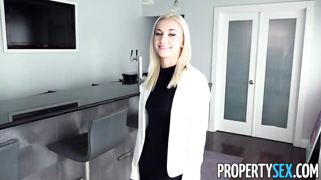 PropertySex - Hot blonde real estate agent fucks rich dude