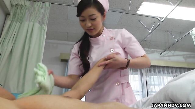 Japanese nurse, Maria Ono is sucking dick, uncensored