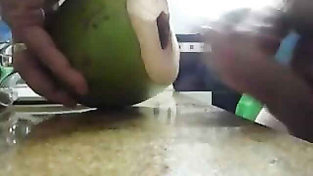 Wanking, fucking, spunking, jizzing a coconut!!