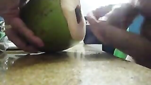 Wanking, fucking, spunking, jizzing a coconut!!