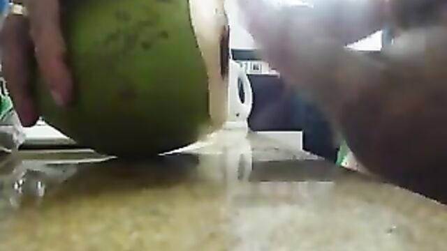 Wanking, fucking, spunking, jizzing a coconut!!