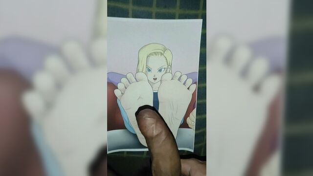 Android 18 (Dragon Ball Z) Feet Cum Tribute