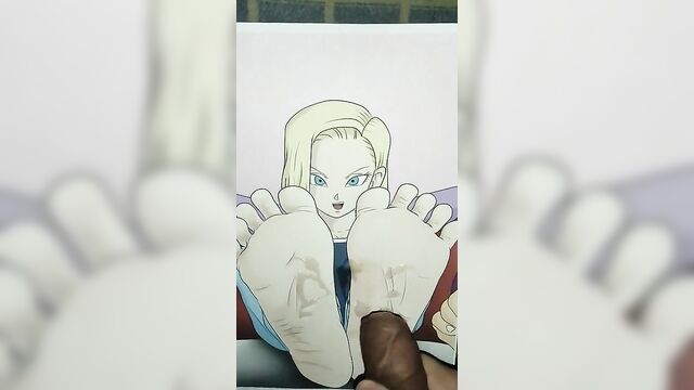 Android 18 (Dragon Ball Z) Feet Cum Tribute