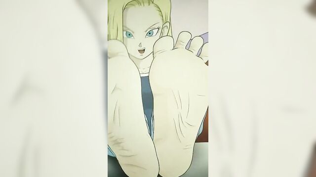 Android 18 (Dragon Ball Z) Feet Cum Tribute