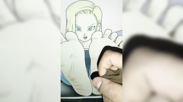 Android 18 (Dragon Ball Z) Feet Cum Tribute