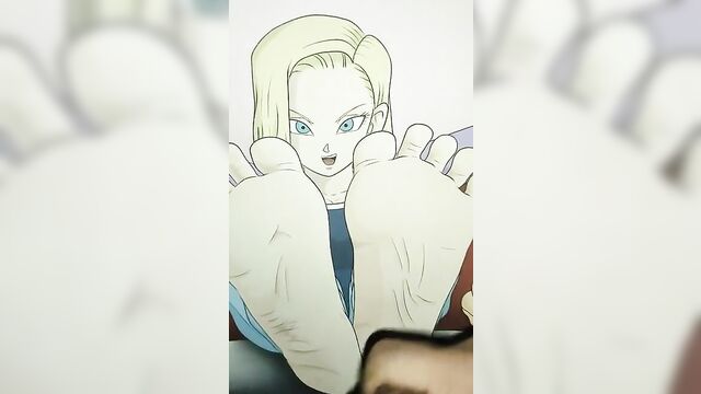 Android 18 (Dragon Ball Z) Feet Cum Tribute