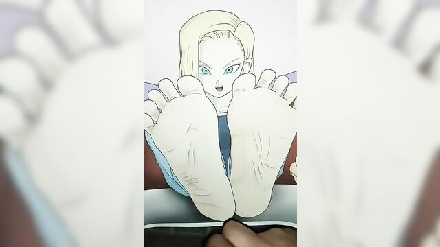 Android 18 (Dragon Ball Z) Feet Cum Tribute