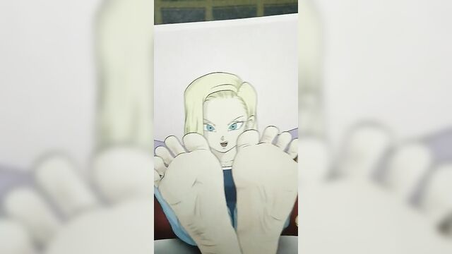 Android 18 (Dragon Ball Z) Feet Cum Tribute