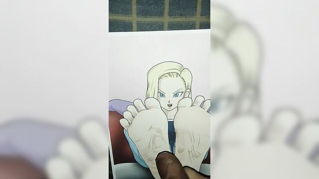 Android 18 (Dragon Ball Z) Feet Cum Tribute