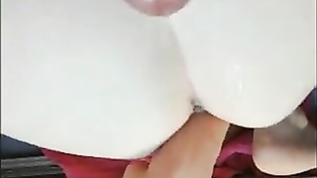 Cum lube on suction dildo