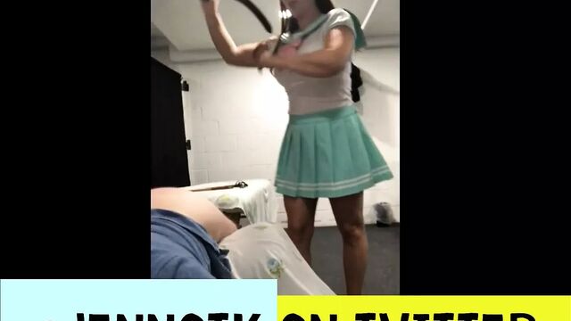 Mommy Jenn spanks naughty boy - cosplay outfit