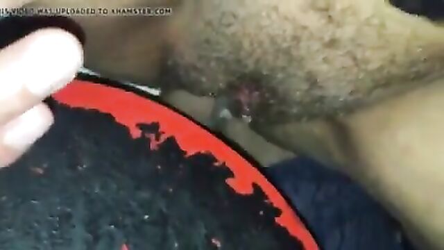 Hairy creampie through the gloryhole