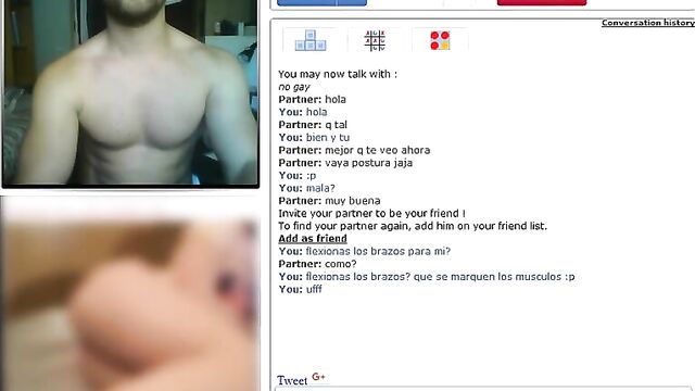 Playing with a fit spanish guy on chatroulette