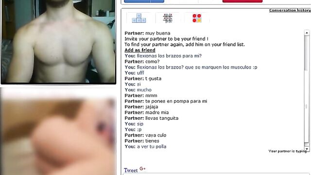 Playing with a fit spanish guy on chatroulette