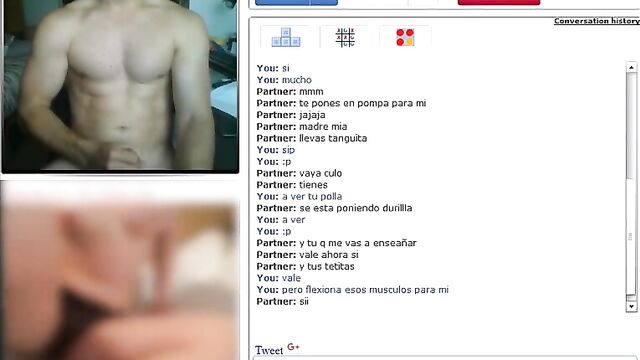 Playing with a fit spanish guy on chatroulette