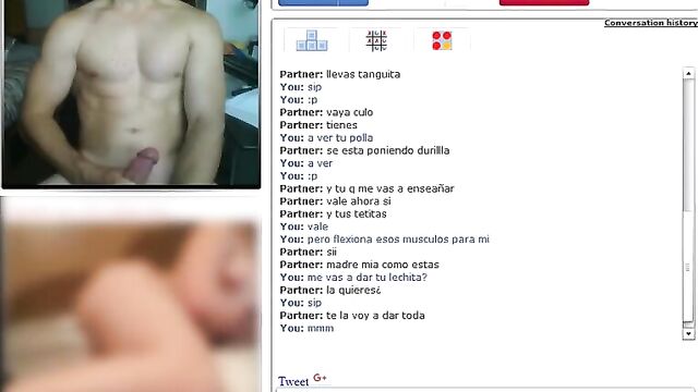 Playing with a fit spanish guy on chatroulette