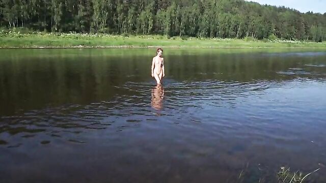 Nude in Volga River