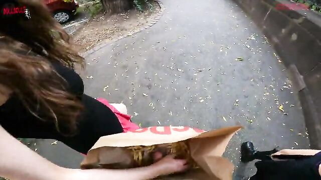 Public double handjob in the fries bag... I'm jerking it!