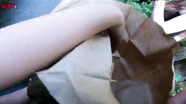 Public double handjob in the fries bag... I'm jerking it!