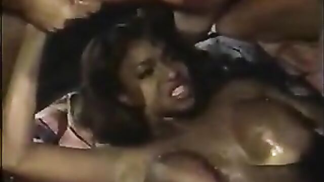 Black woman covered in cum