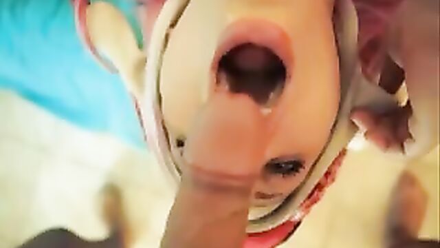 Hipster whore sucks then swallows a huge load of cum